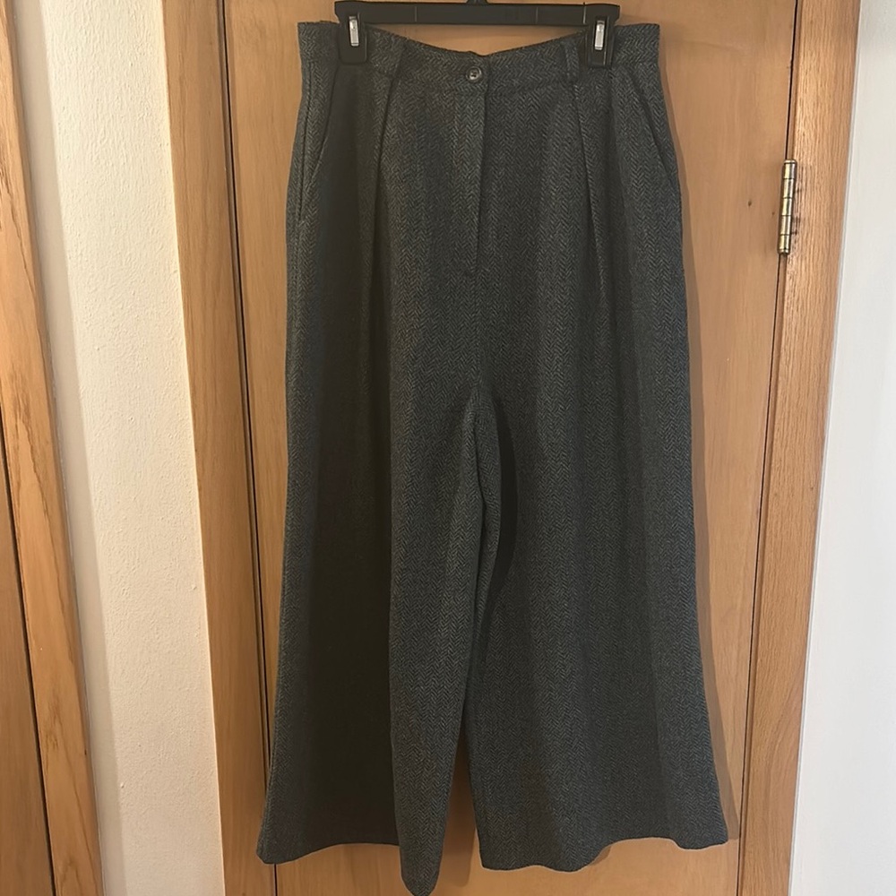 Ivan Grundahl Copenhagen Women’s Wool Herringbone WideLeg Pants Green 10-12 (40)